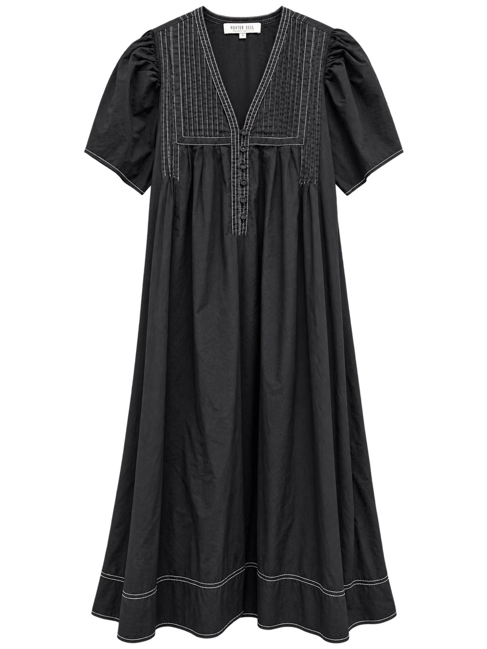HUNTER BELL Black Maxi Dress with White Contrast Stitching